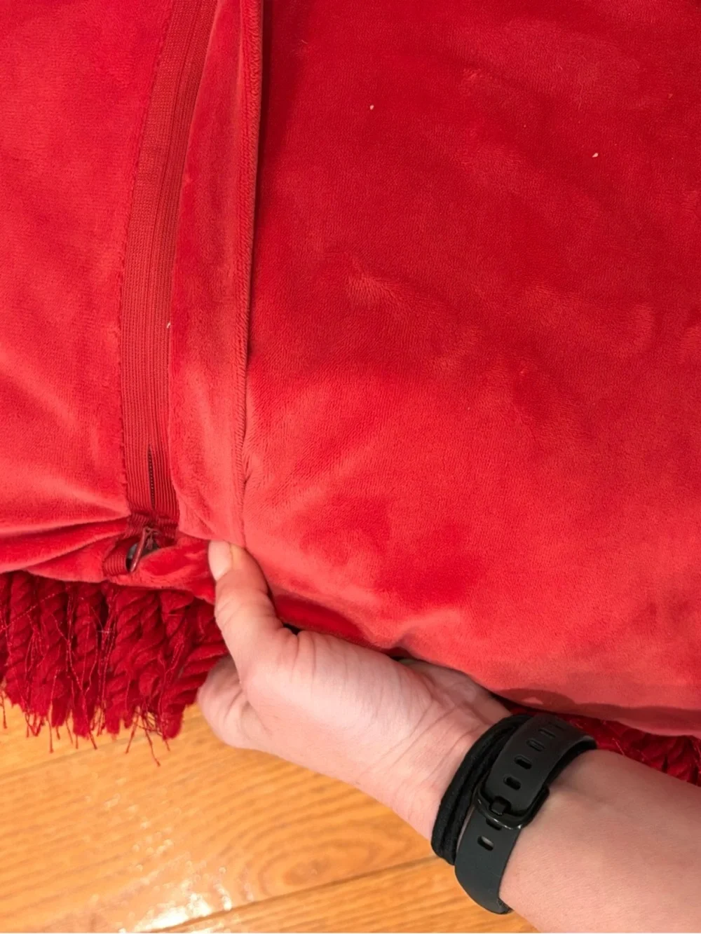 Red Shag Throw Pillows Set of 2 Plush Textured Accent Cushions Cozy Decor